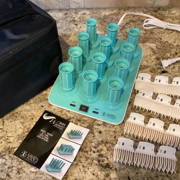 Calista Tools Set 12 body Hot Wavers heated Rollers Curlers Clips w/storage bag - Picture 2 of 6
